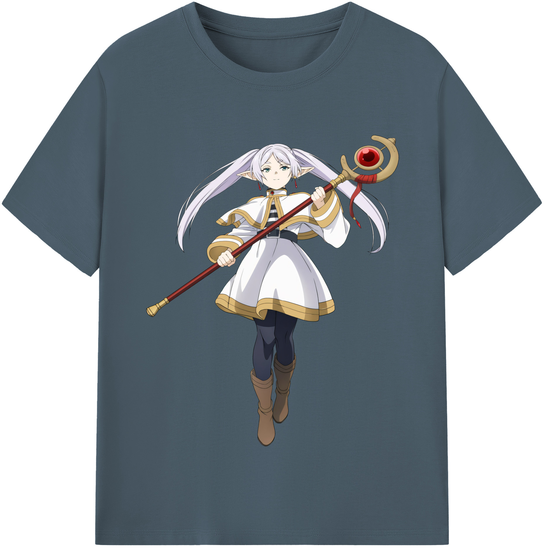（画像用） 葬送のフリーレン Frieren 綿100％半袖Tシャツ（フロントプリント）